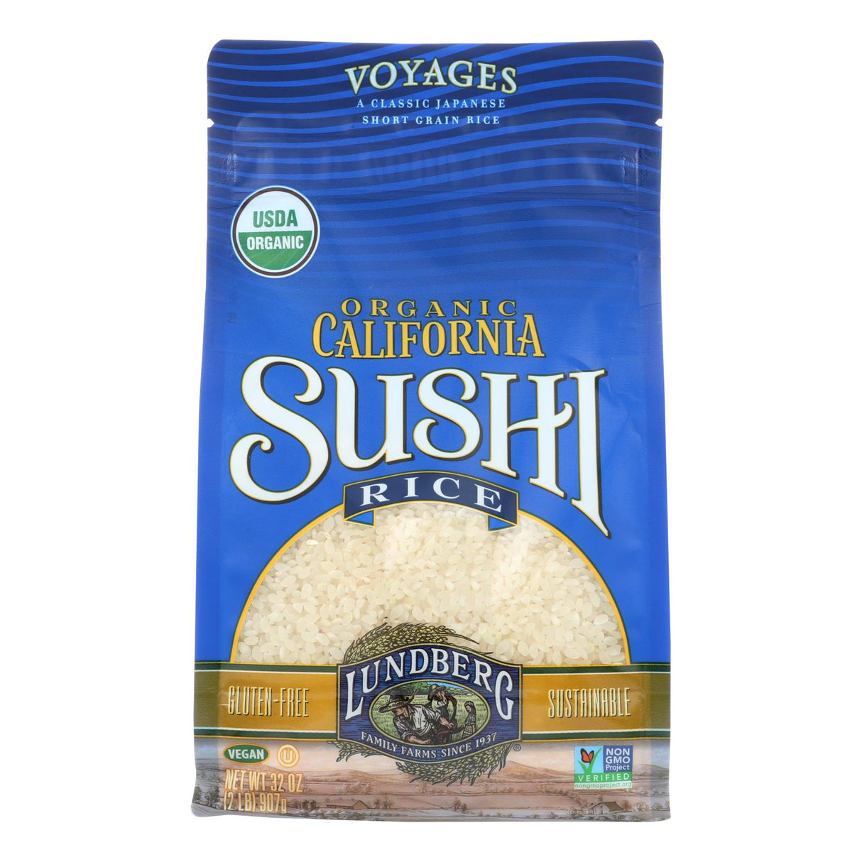 Lundberg Family Farms Organic Sushi White Rice, Pack of 6 - 2 Lbs. - Cozy Farm