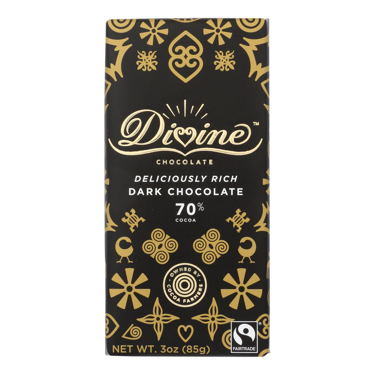 Divine Dark Chocolate Bar 70% Cocoa (Pack of 12 - 3 Oz.) - Cozy Farm