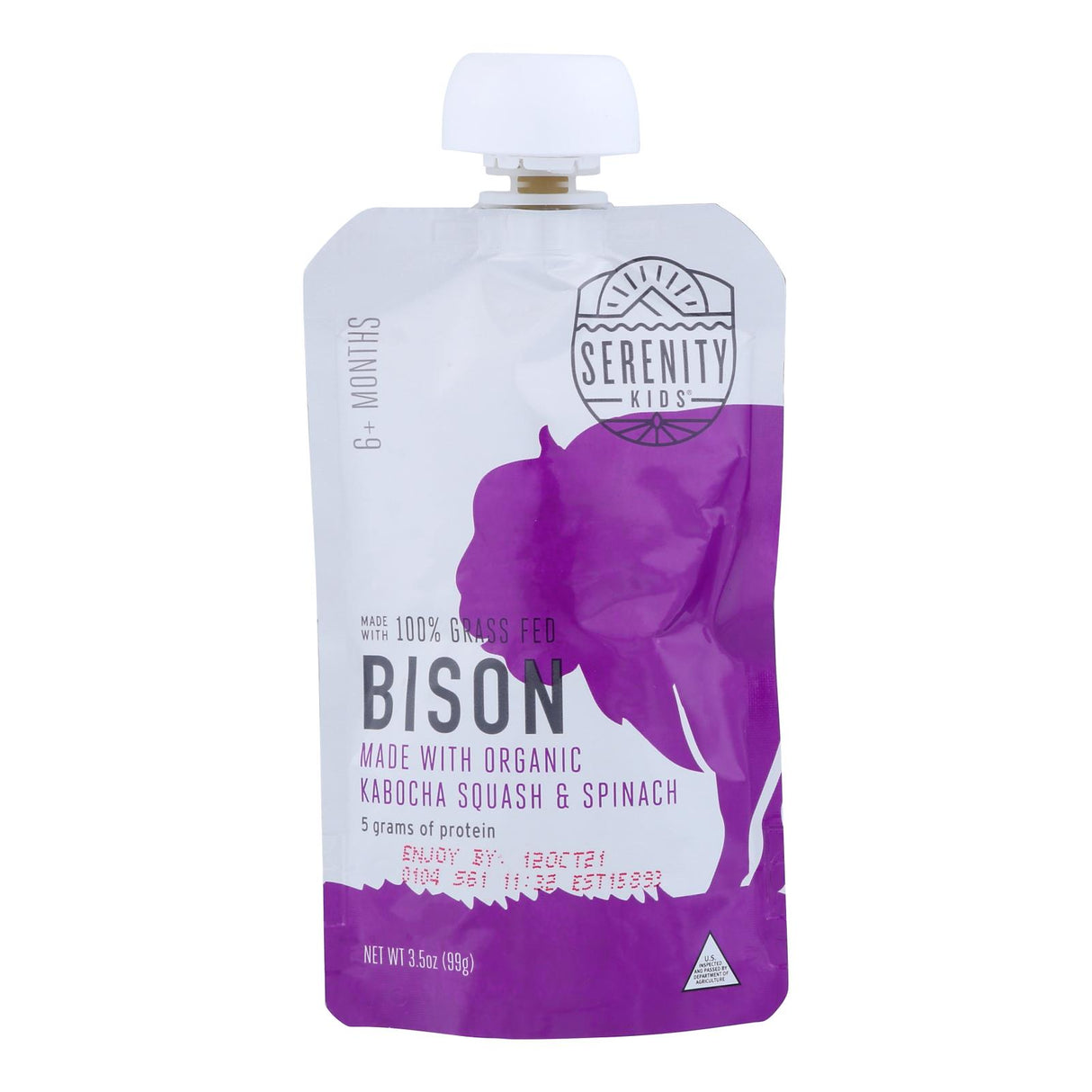 Bison & Kabocha Puree Pouch for Kids (Pack of 6) 3.5 Oz - Cozy Farm