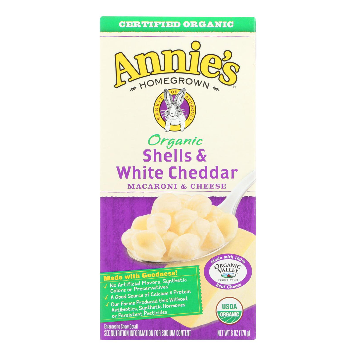Annie's Homegrown Organic Shells & White Cheddar Macaroni & Cheese, 6 Oz Boxes (Pack of 12) - Cozy Farm
