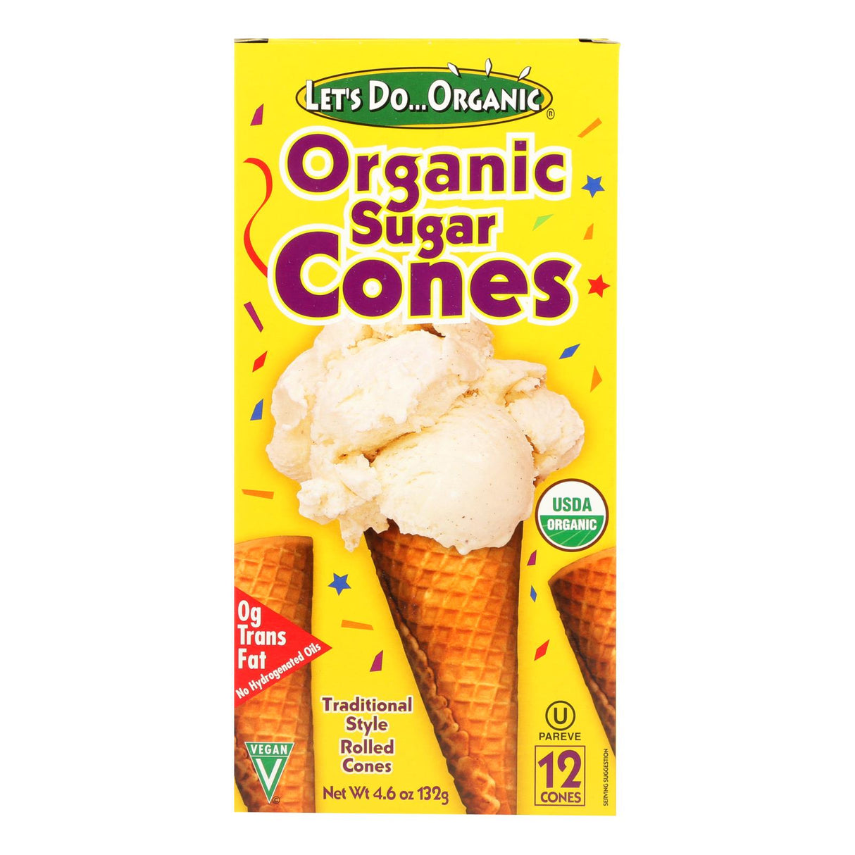 Let's Do Organics Sugar Ice Cream Cones, 4.6 Oz. (Pack of 12) - Cozy Farm