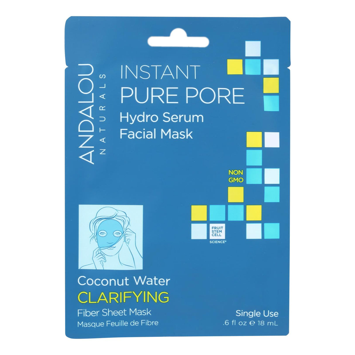 Andalou Naturals Instant Pure Pore Facial Mask - Coconut Water Clarifying - 0.6 Fl Oz (Pack of 6) - Cozy Farm