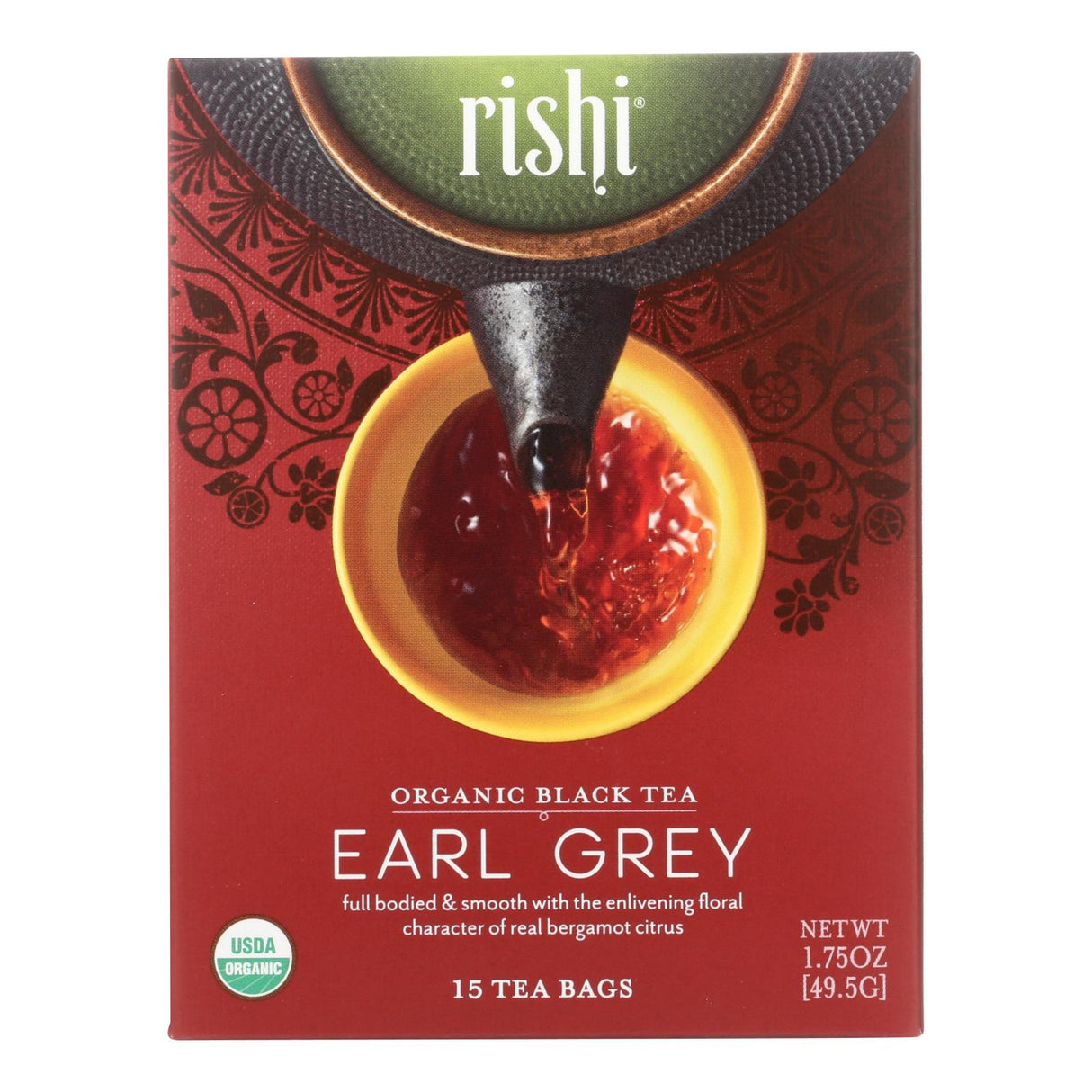 Rishi Organic Earl Grey Tea (6 Boxes - 15 Bags Each) - Cozy Farm