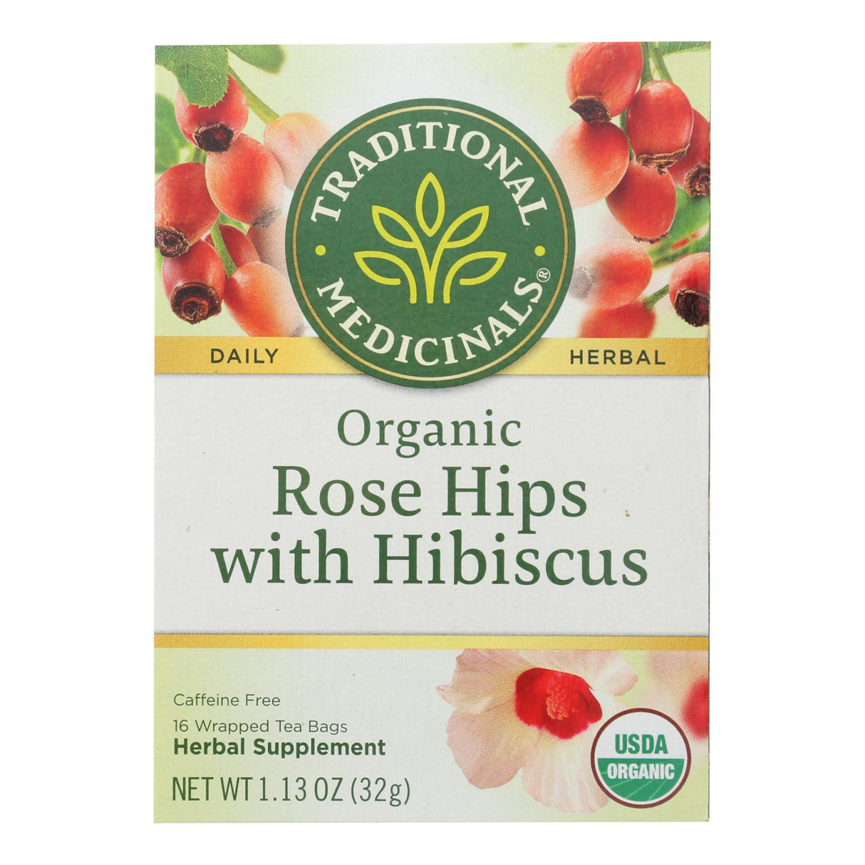 Traditional Medicinals - Organic Herbal Tea: Rose Hips with Hibiscus (16 Count, Pack of 6) - Cozy Farm