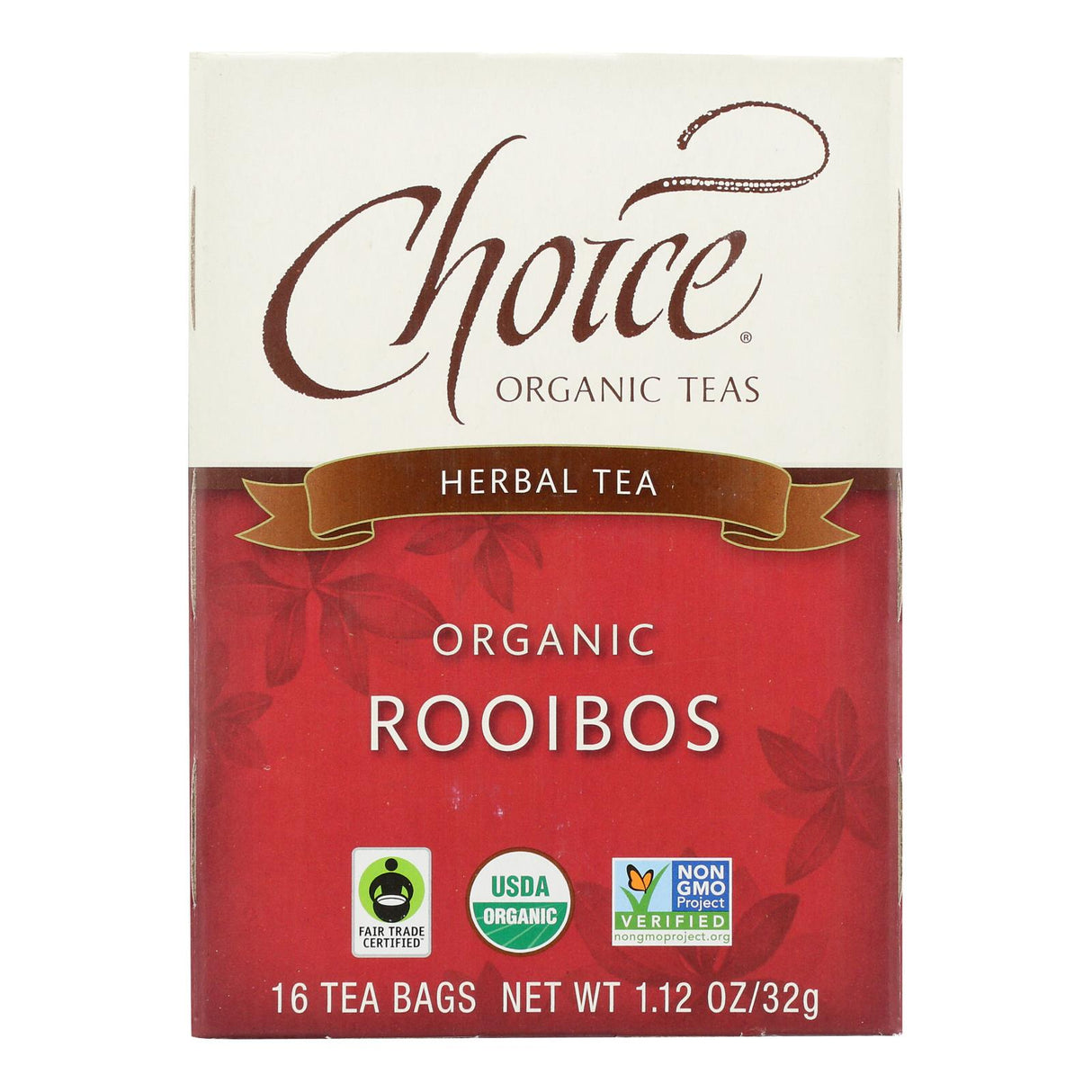 Choice Organic Rooibos Red Bush Tea - 16 Tea Bags, Pack of 6 - Cozy Farm