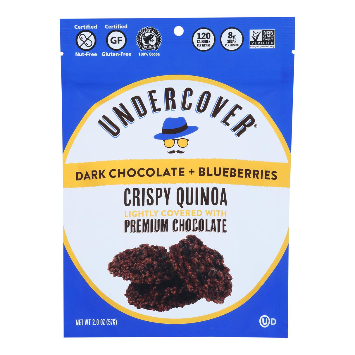Undercover Quinoa - Crispy Quinoa Dk Ch Blbry - Case Of 12 - 2 Oz - Cozy Farm