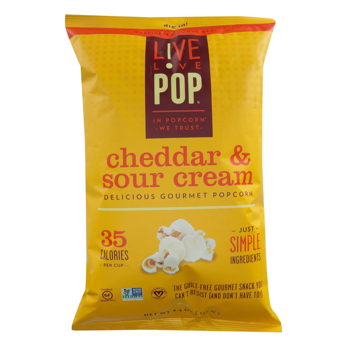 Live Love Pop Cheddar & Sour Cream Popcorn, (Pack of 12) 4.4 Oz. - Cozy Farm