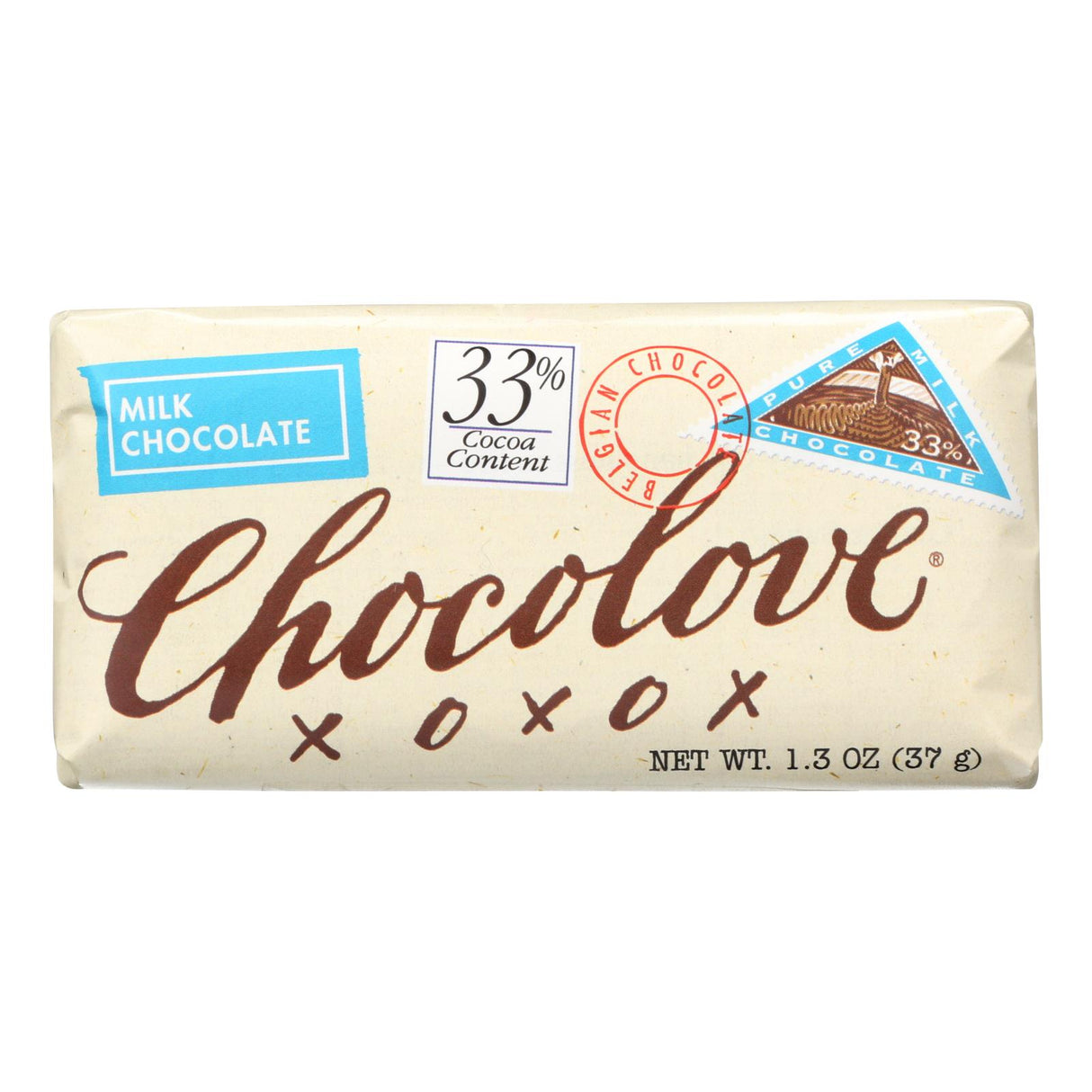 Chocolove Xoxox Milk Chocolate Mini Bars, 1.3 Oz Bars, Case of 12 - Cozy Farm