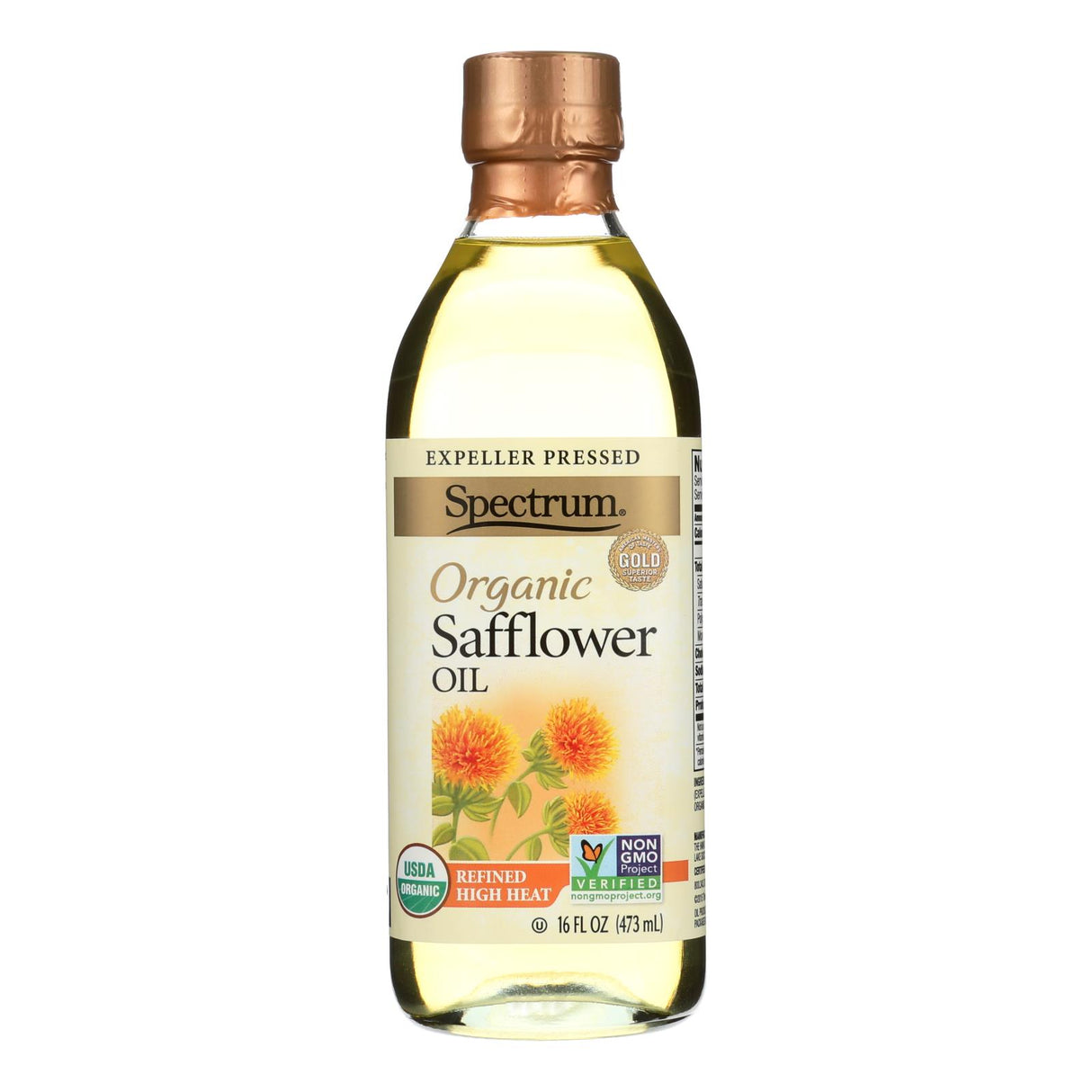 Spectrum Naturals High Heat Refined Organic Safflower Oil (16 Fl Oz., Pack of 12) - Cozy Farm