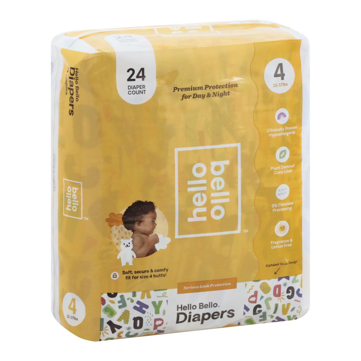 Hello Bello Diapers Size 4 Alpha (24 Count) - Cozy Farm