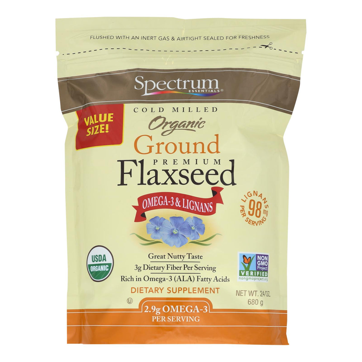 Spectrum Essentials Organic Premium Ground Flaxseed, 24 Ounce - Cozy Farm