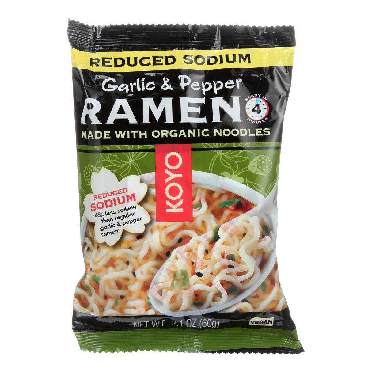 Koyo Reduced Sodium Garlic Pepper Ramen (24.12 Oz.) - Case of 12 - Cozy Farm