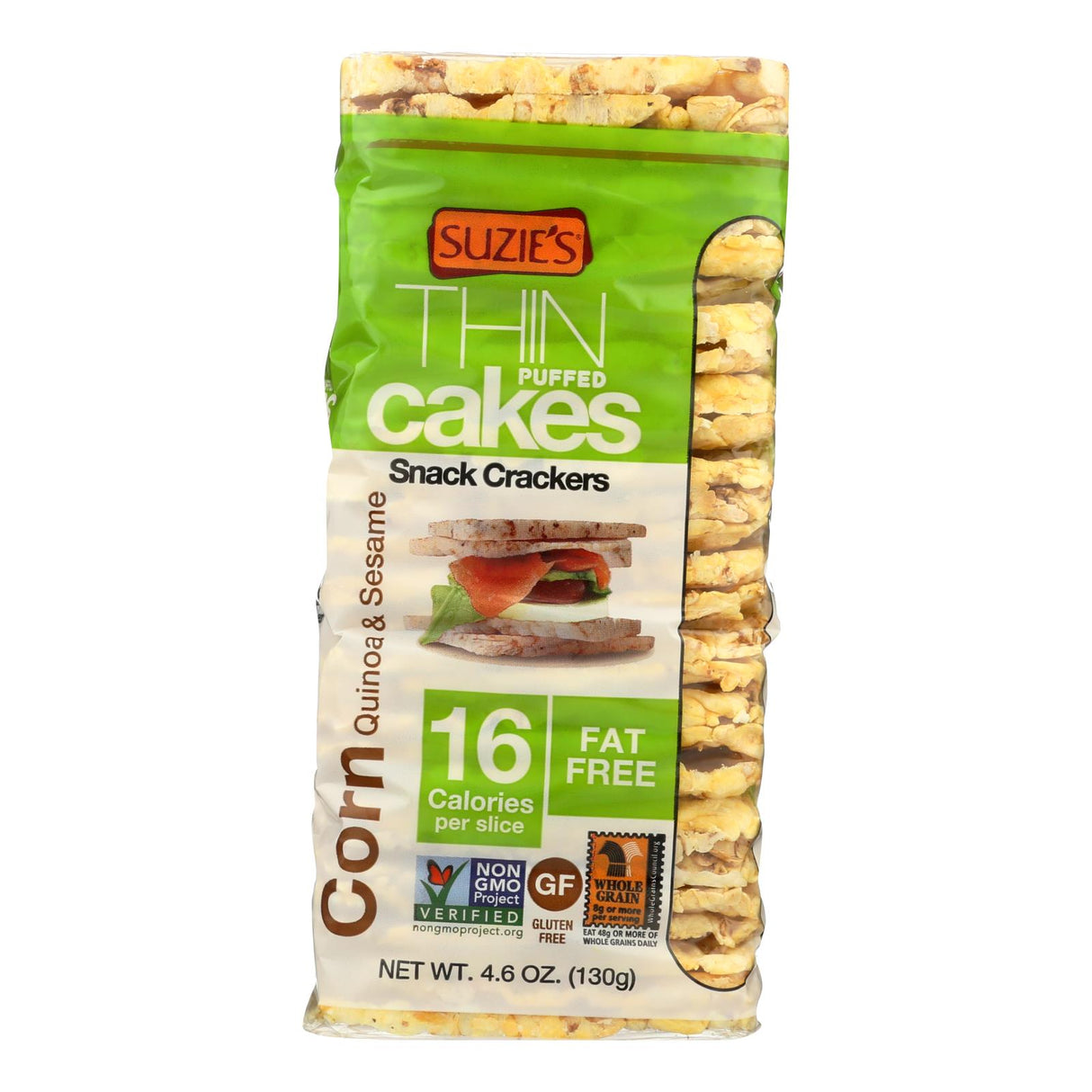 Suzie's Whole Grain Thin Cakes (Pack of 12) - Corn Quinoa and Sesame - 4.6 Oz. - Cozy Farm