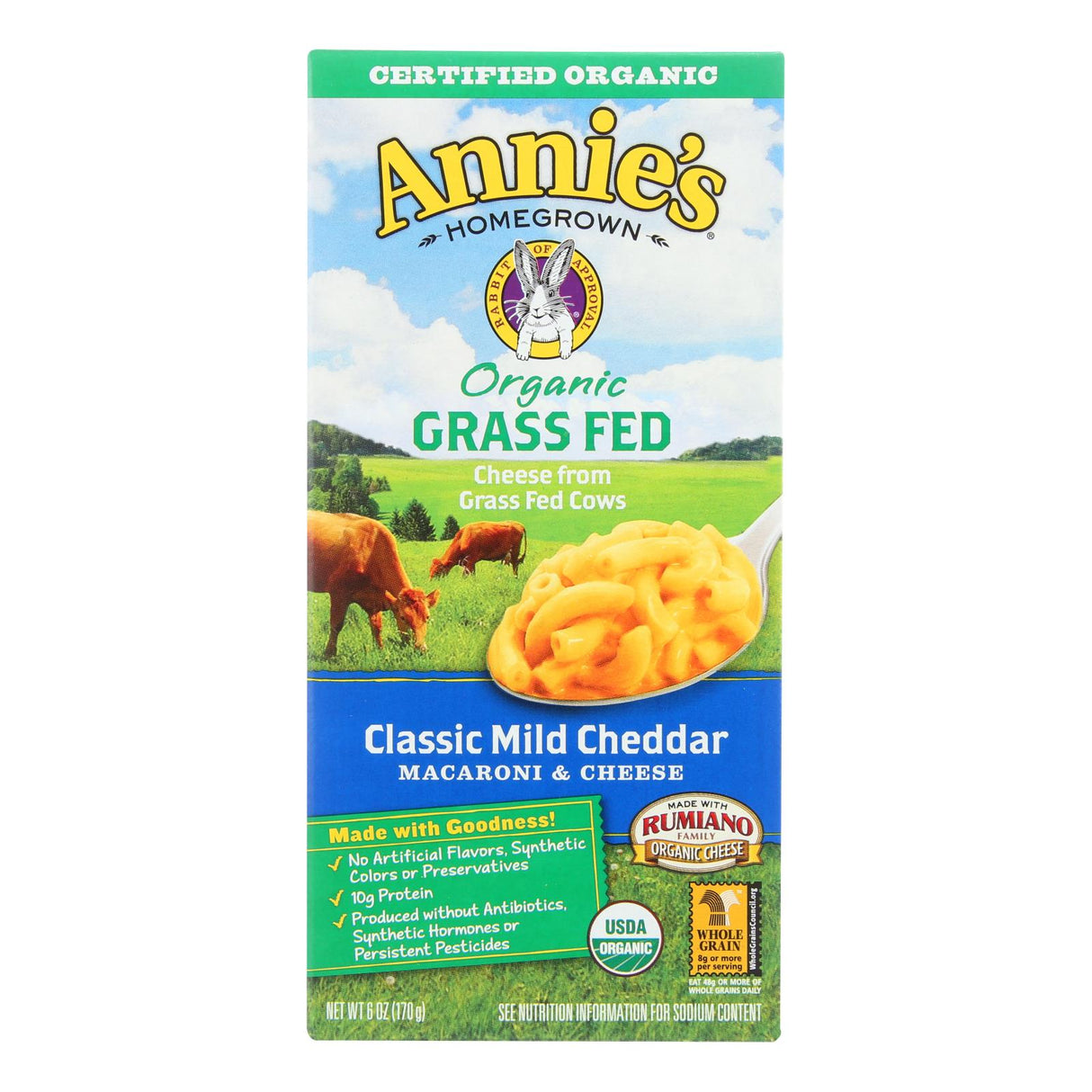 Annie's Homegrown Organic Grass-Fed Mild Cheddar Mac & Cheese (12 Pack, 6 Oz Each) - Cozy Farm