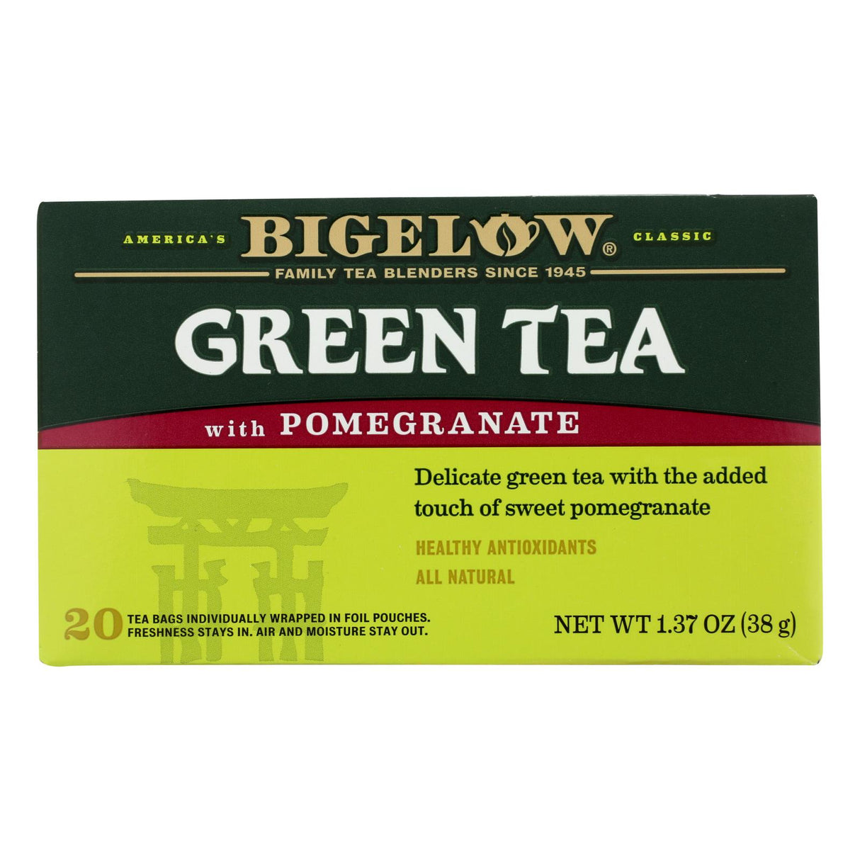 Bigelow Green Tea with Pomegranate: Antioxidant-Rich Tea, 6 Pack x 20 Tea Bags - Cozy Farm