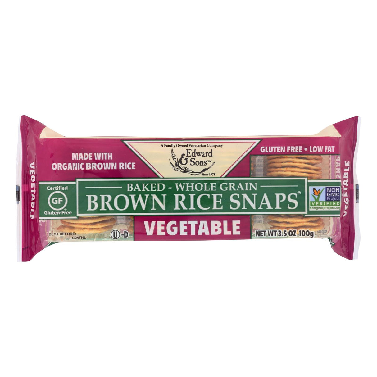 Edward and Sons Organic Vegetable Rice Snaps, 3.5 Oz., Pack of 12 - Cozy Farm