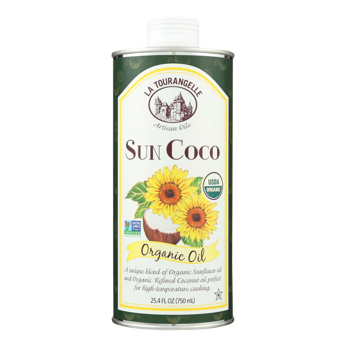 La Tourangelle Raw Organic Stone Ground Sun Coco Oil - 25.4 Fl Oz, (Pack of 6) - Cozy Farm