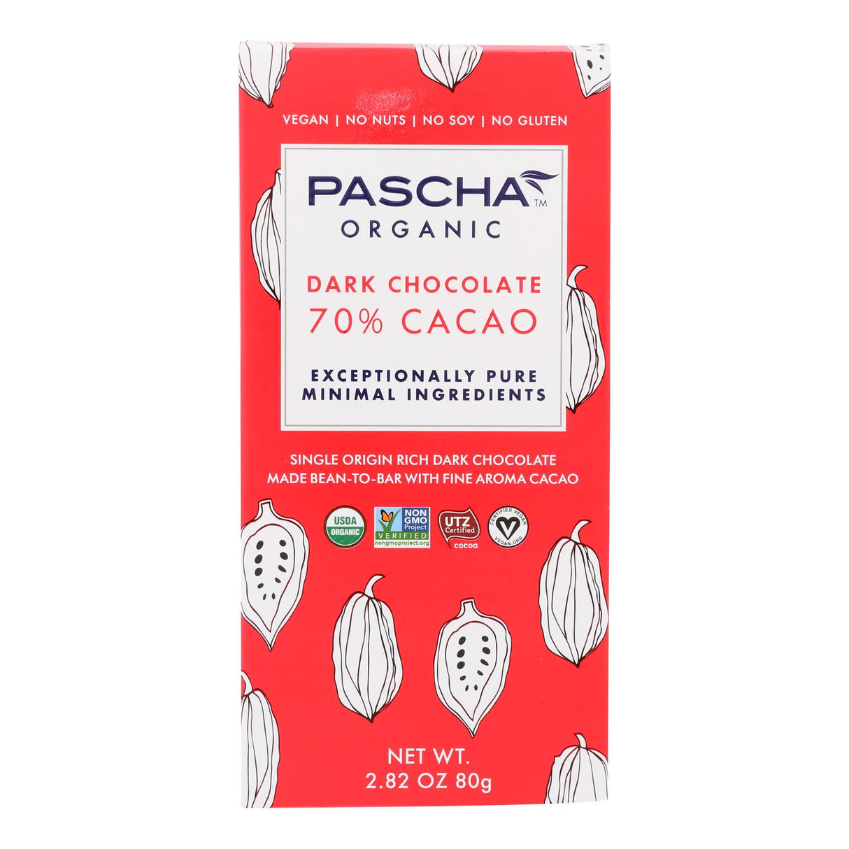Pascha - Bar Chocolate 70% Cacao - Case Of 10 - 2.82 Oz - Cozy Farm