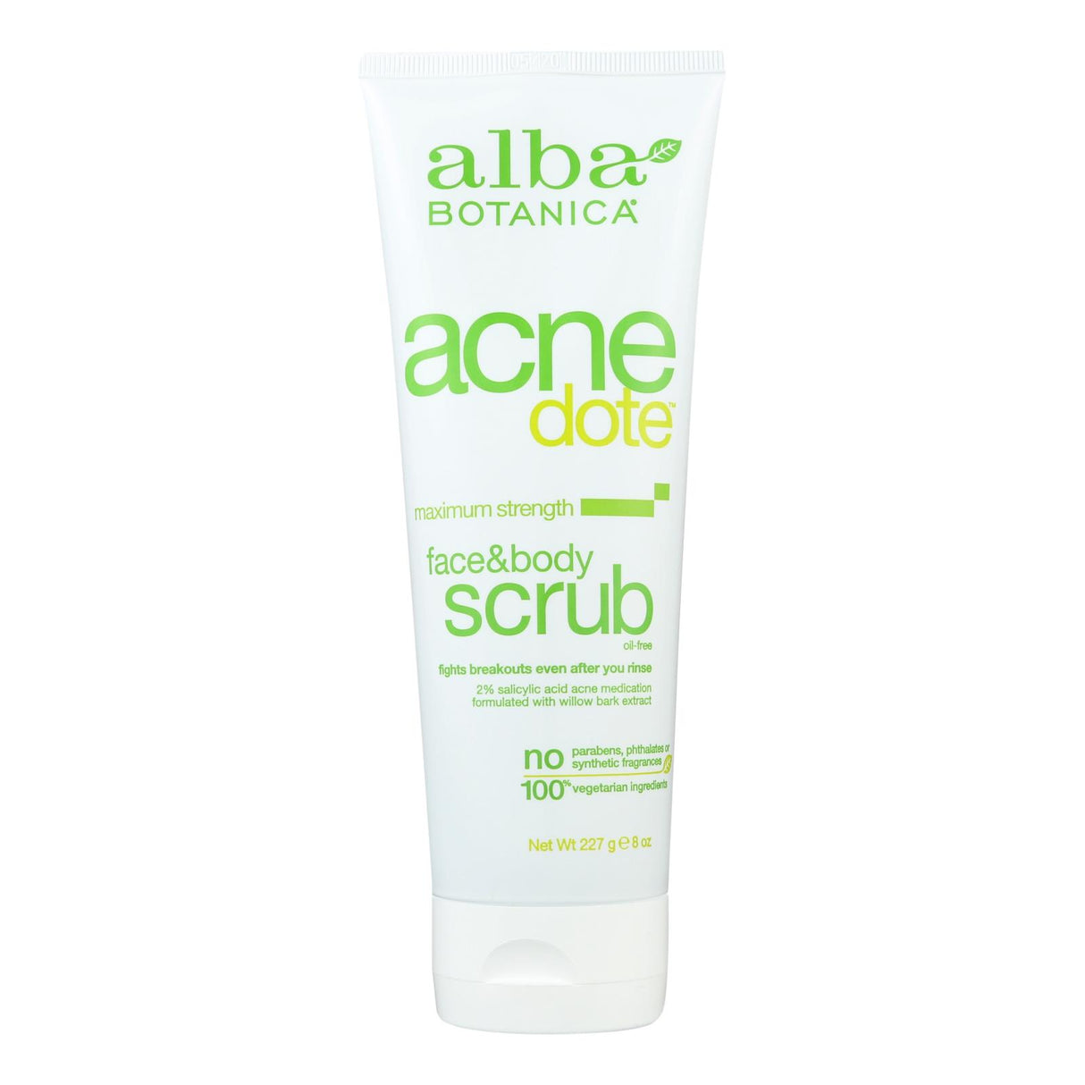 Alba Botanica Natural Acnedote 2% Salicylic Acid Exfoliating Face and Body Scrub (8 Fl Oz) - Cozy Farm