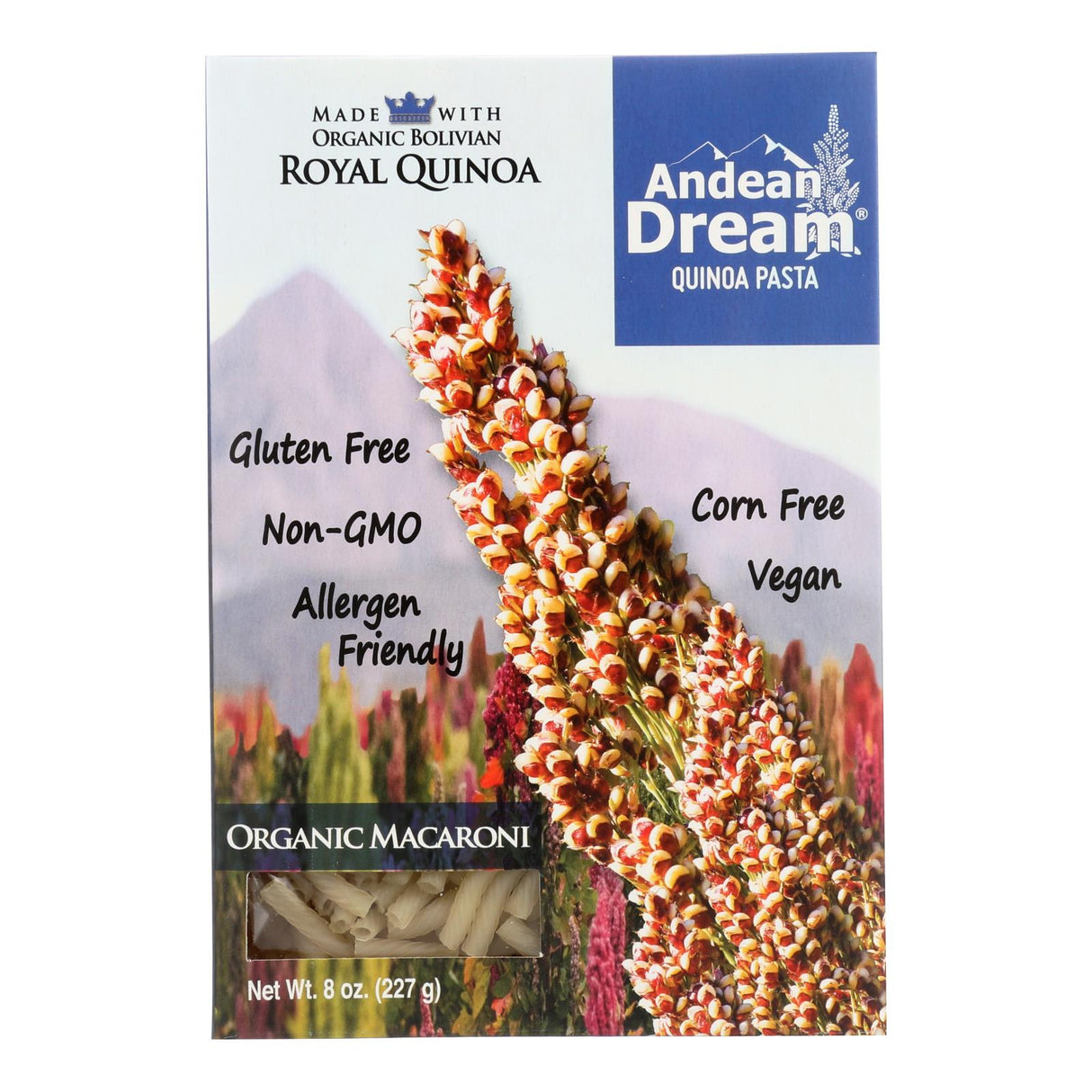 Andean Dream Gluten-Free Organic Macaroni Quinoa Pasta: 8 Oz., Pack of 12 - Cozy Farm