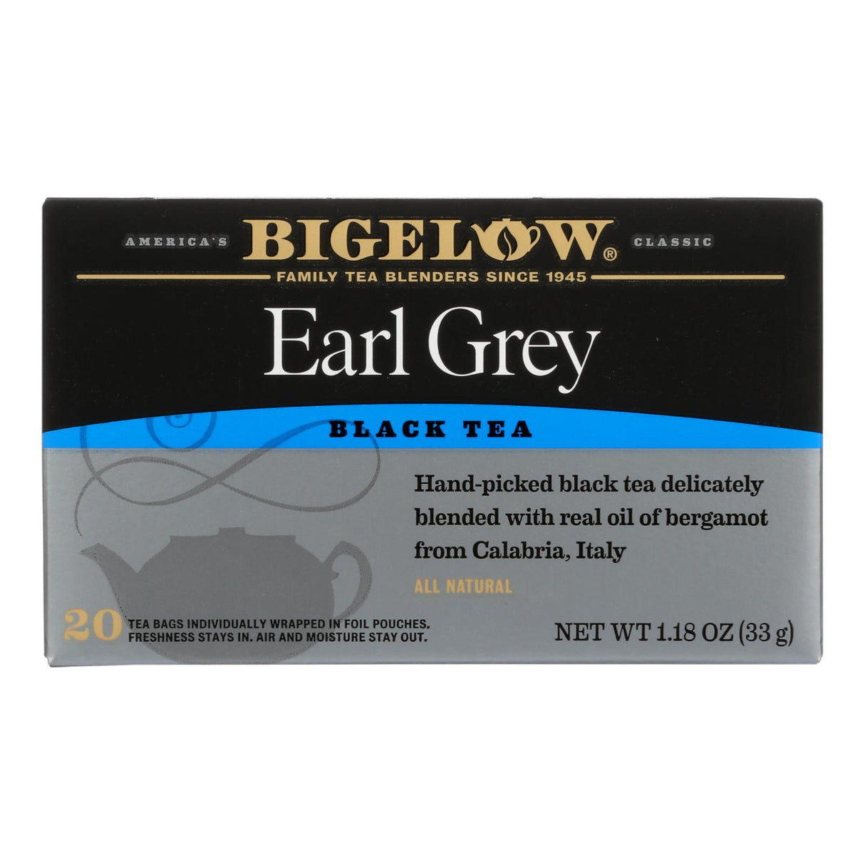 Bigelow Earl Grey Gourmet Black Tea, Pack of 6, 20 Count Tea Bags - Cozy Farm