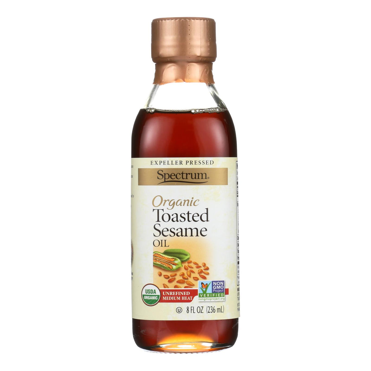 Spectrum Naturals Toasted Sesame Oil, Organic, Unrefined (8 Fl Oz, Pack of 6) - Cozy Farm