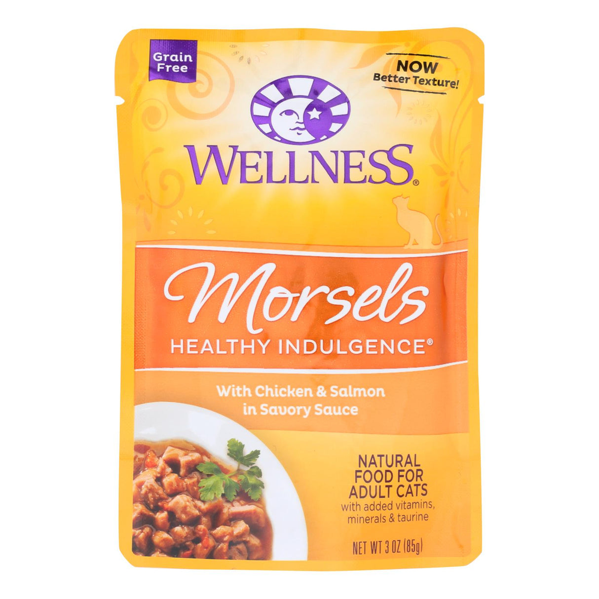 Wellness Pet Products Cat Food - Morsels With Chicken And Salmon In Savory Sauce (Pack of 24) - 3 Oz. - Cozy Farm