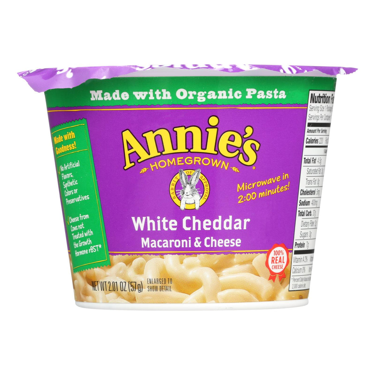 Annie's Homegrown Original White Cheddar Microwavable Mac and Cheese Cup - 12 Pack (2.01 Oz. Each) - Cozy Farm