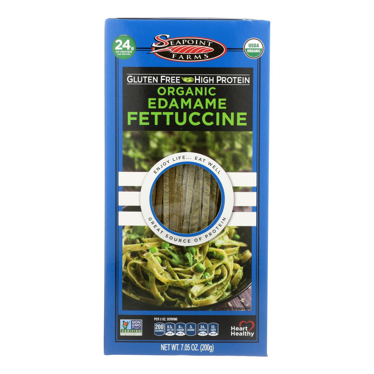 Seapoint Farms Edamame Fettuccine, Plant Based Fettuccine Pasta, 7.5 Oz (Pack of 12) - Cozy Farm