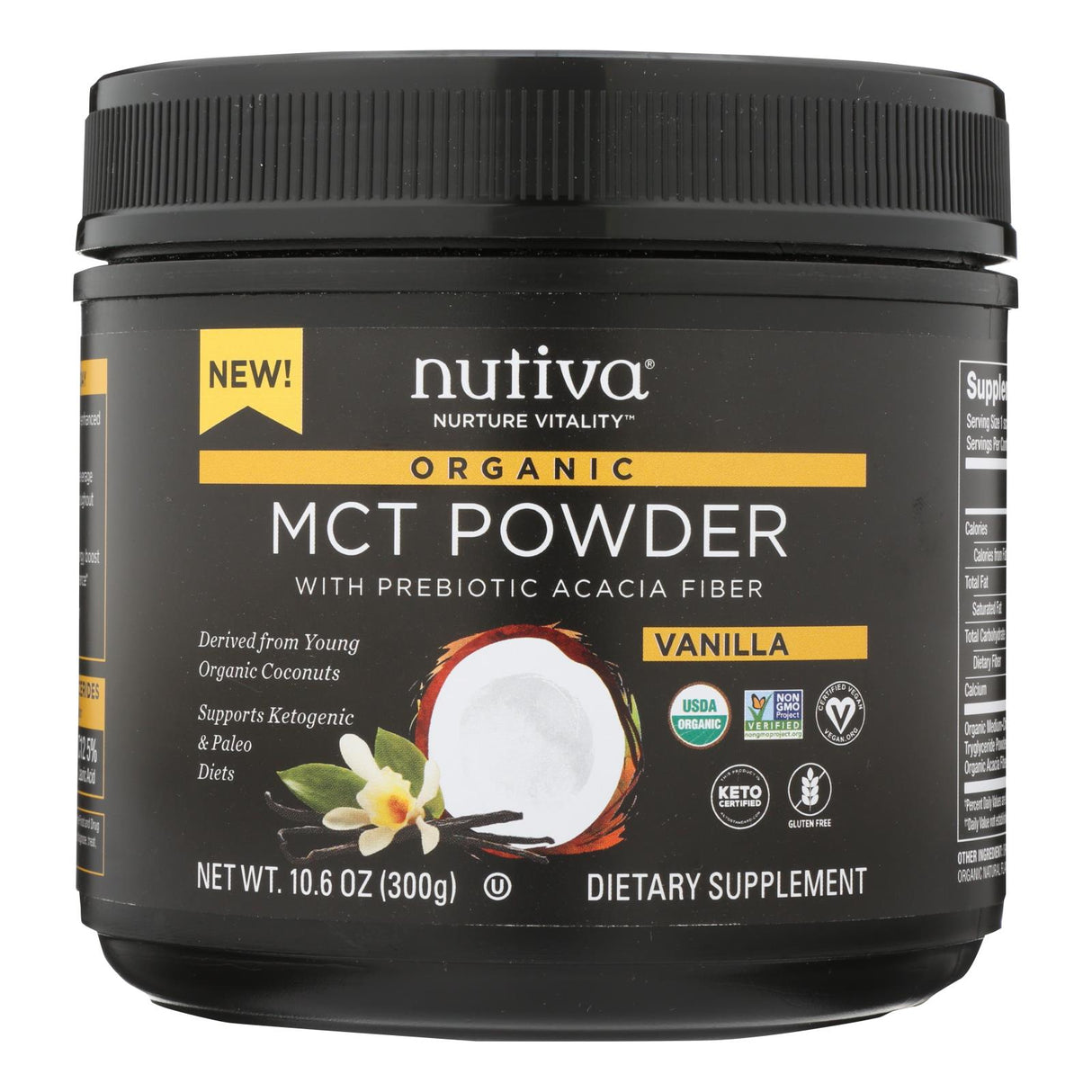 Nutiva Premium Vanilla MCT Powder - 10.6 Oz - Cozy Farm