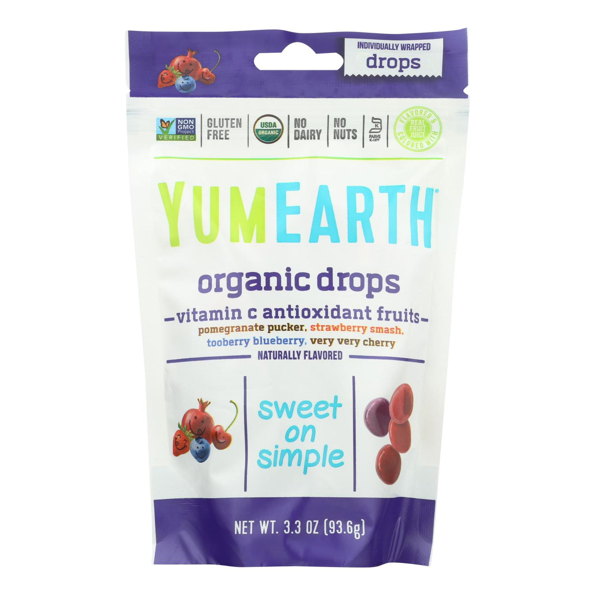 YumEarth Organic Vitamin C Drops - Anti-Oxifruits - 3.3 Oz Pack of 6 - Cozy Farm