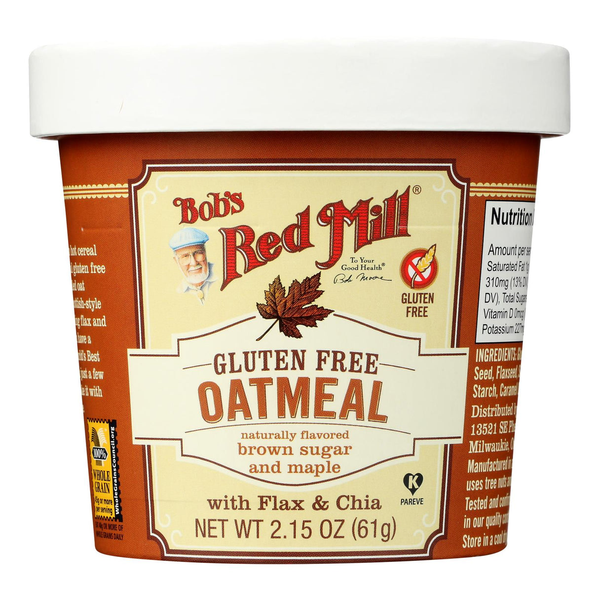 Bob's Red Mill Gluten-Free Oatmeal Cup, Brown Sugar & Maple, 2.15 oz, Pack of 12 - Cozy Farm