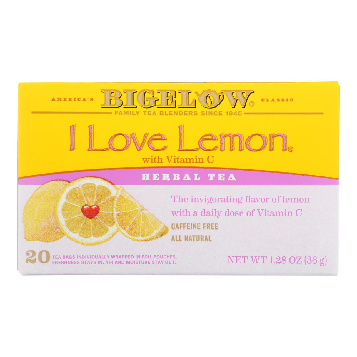 Bigelow Tea I Love Lemon Herb Tea Bags, 20 Count (Pack of 6) - Cozy Farm