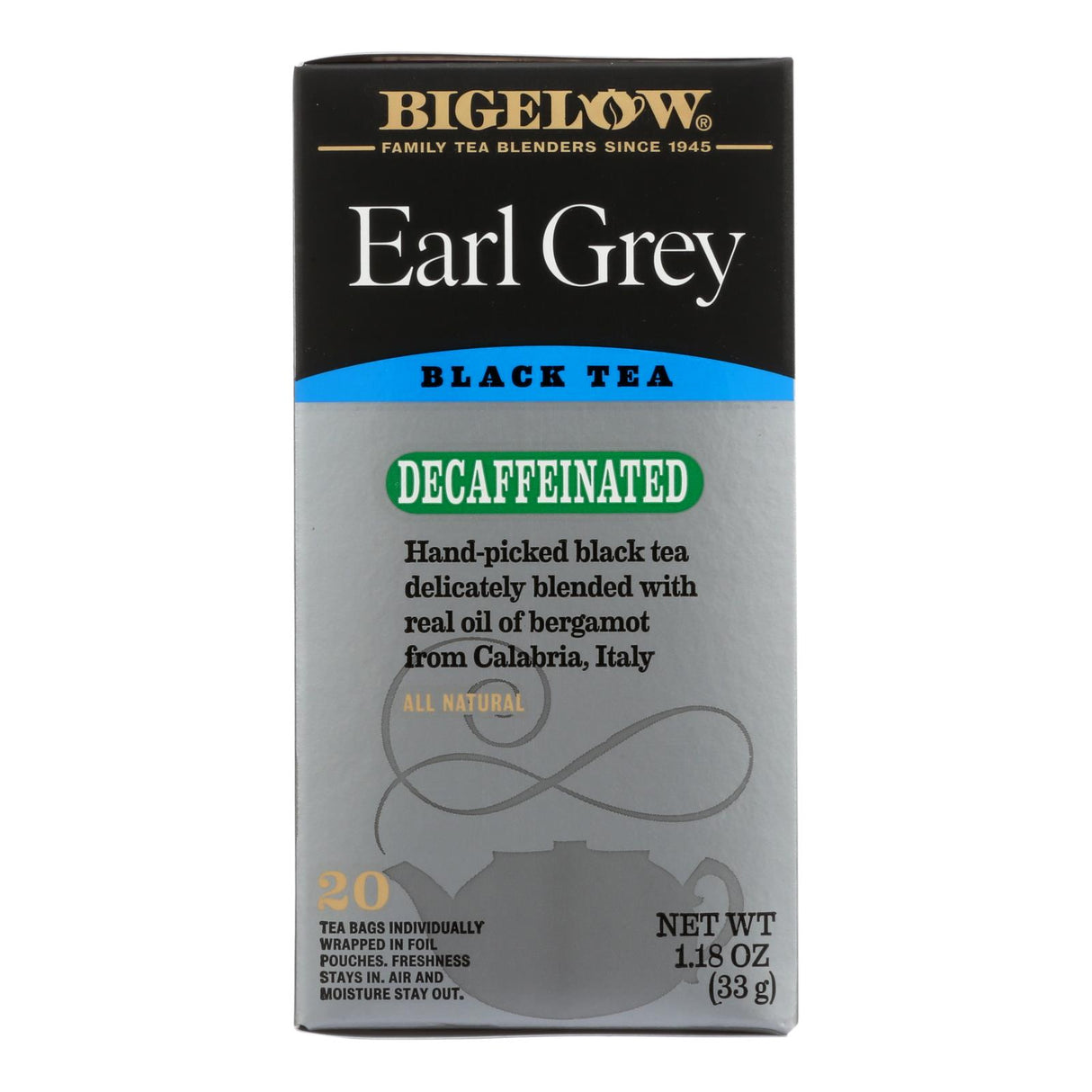 Bigelow Decaffeinated Earl Grey Black Tea, 20 Tea Bags (Pack of 6) - Cozy Farm