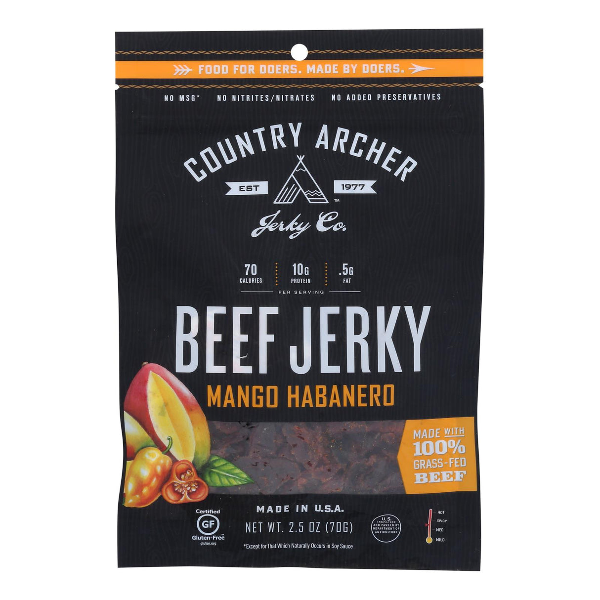 Country Archer Beef Jerky Mango Habanero 12 x 2.5 Oz. - Cozy Farm
