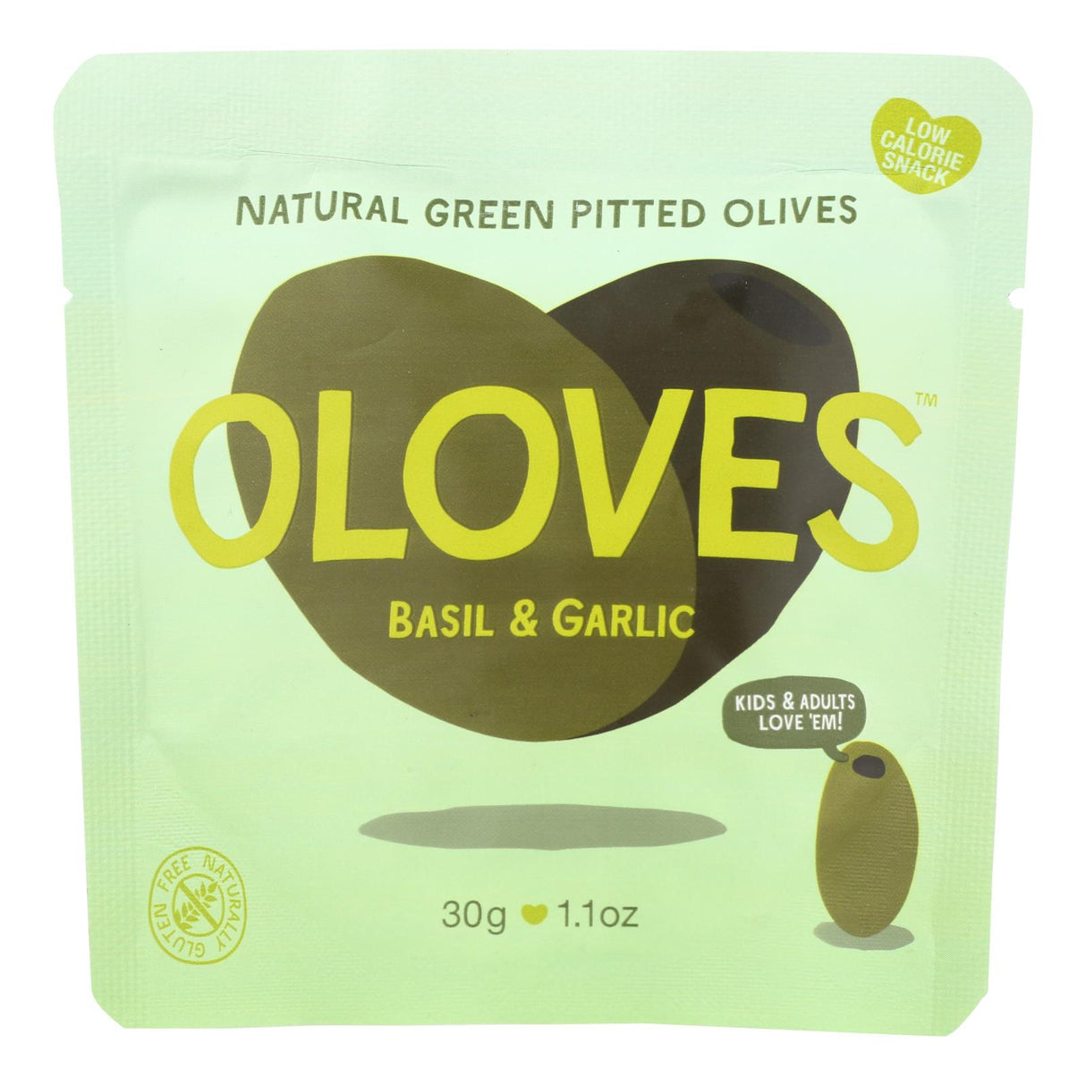 Oloves Green Pitted Olives | Basil & Garlic Flavor | 1.1 Oz. (Pack of 10) - Cozy Farm