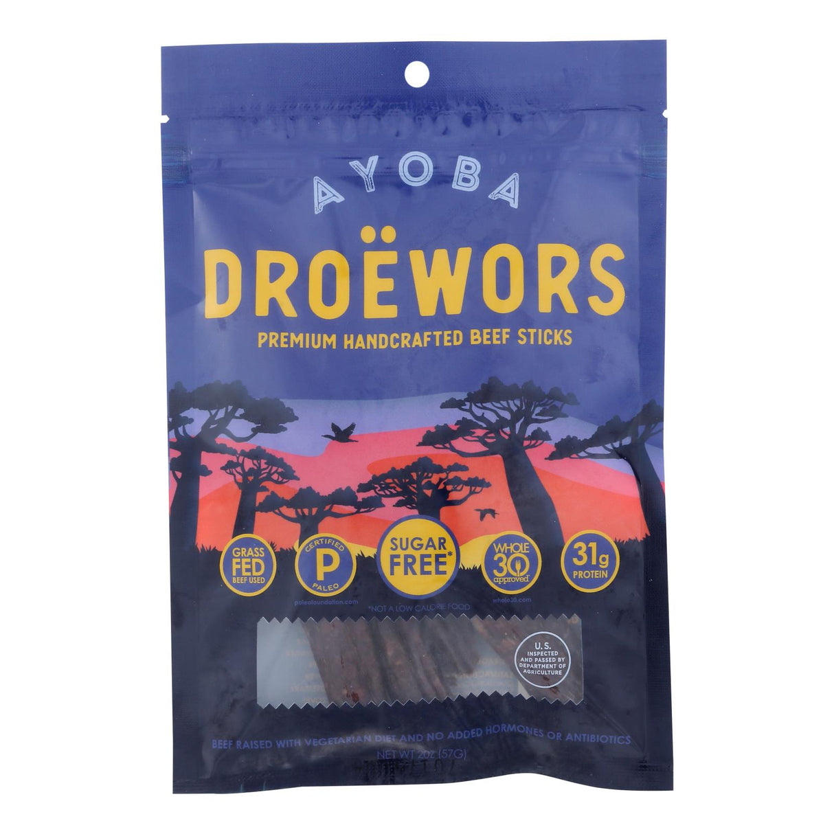 Ayoba-Yo Droewors South African Jerky (Pack of 8 - 2 Oz.) - Cozy Farm
