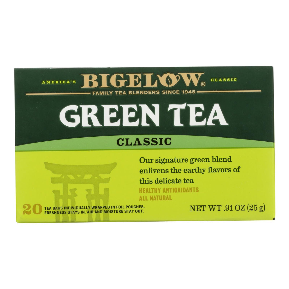 Bigelow Classic Green Tea, Pack of 6 - 20 Tea Bags - Cozy Farm