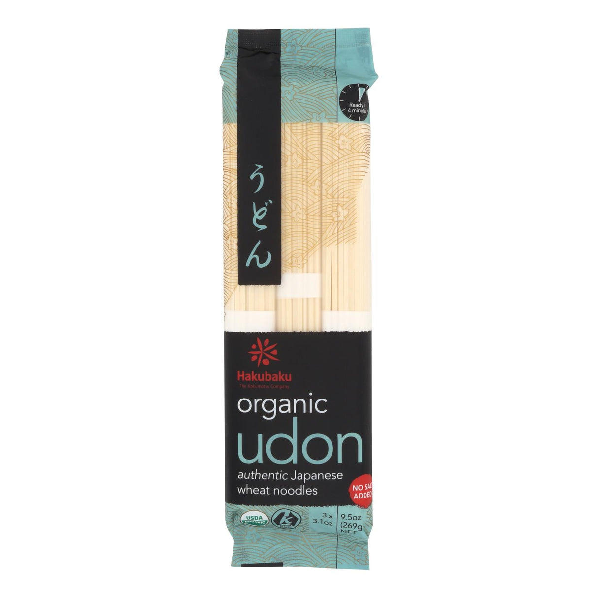 Hakubaku Organic Udon Noodles, Individually Wrapped, Case of 8 - 9.52 Oz. - Cozy Farm