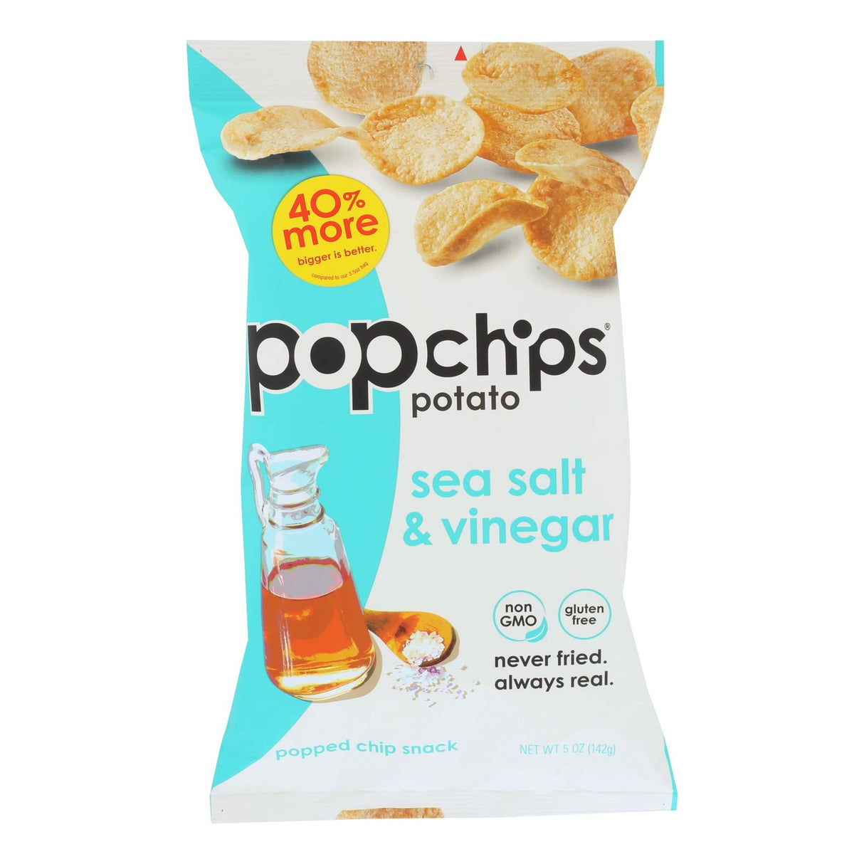 Popchips Potato Chips - Sea Salt & Vinegar, 5 Oz. Each (12 Pack) - Cozy Farm