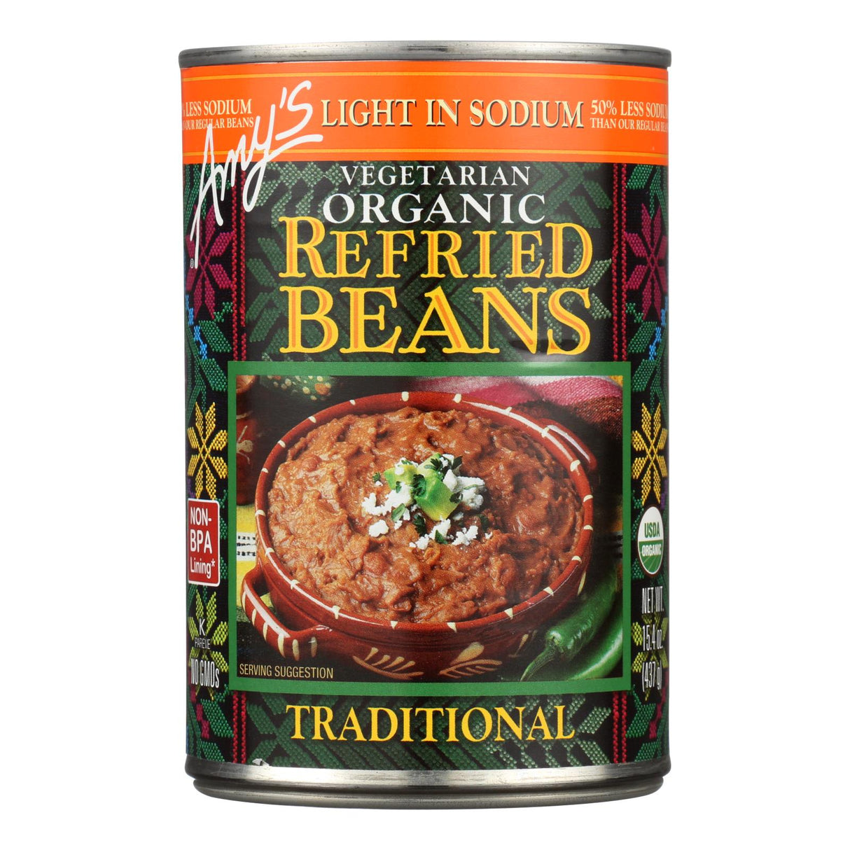 Amy's USDA Organic Sodium Reduced Traditional Refried Beans, 15.4 Oz (Pack of 12) - Cozy Farm