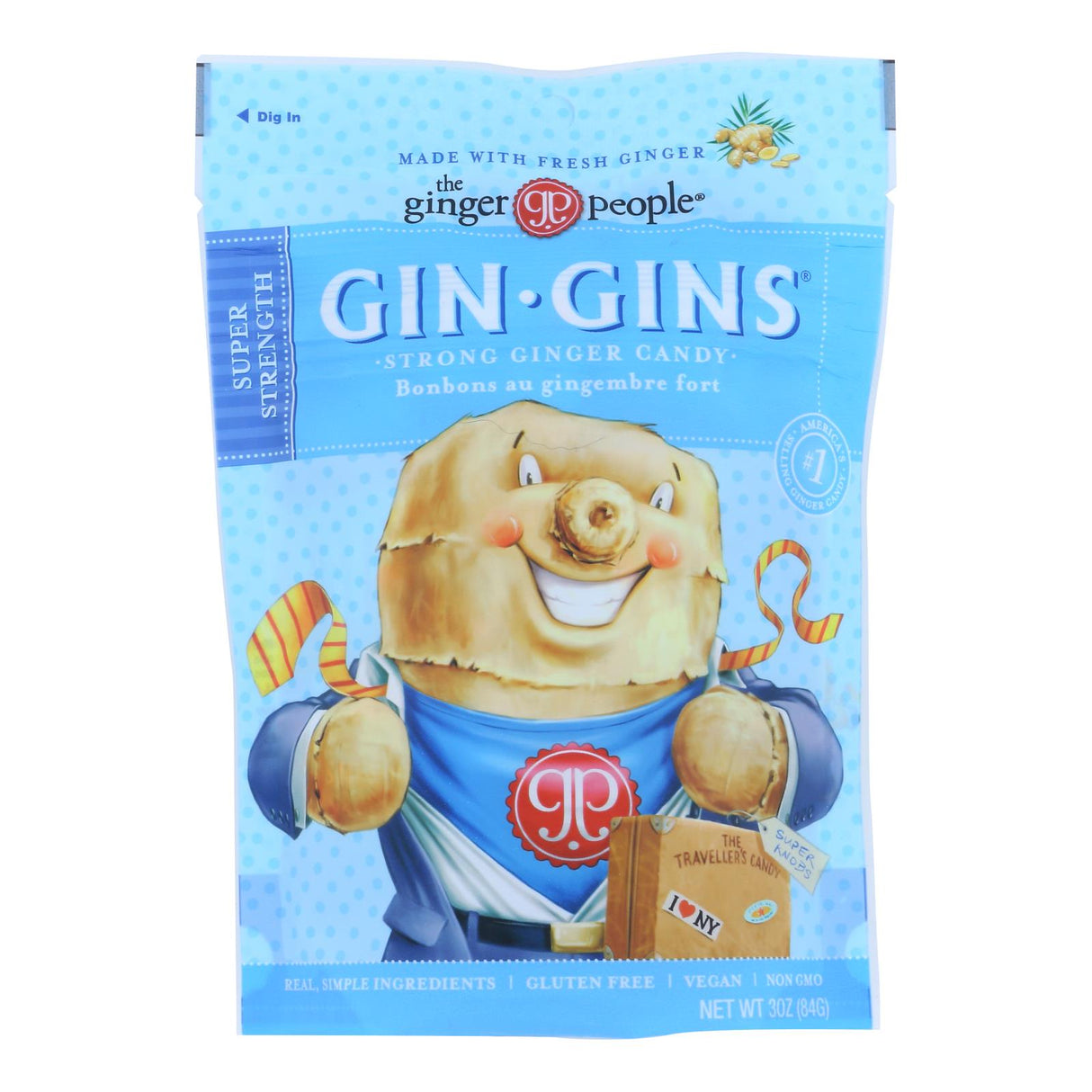 The Ginger People Gin Gins Ginger Candy - Traveler's Sweet Treats - 12-Pack, 3 Oz. - Cozy Farm