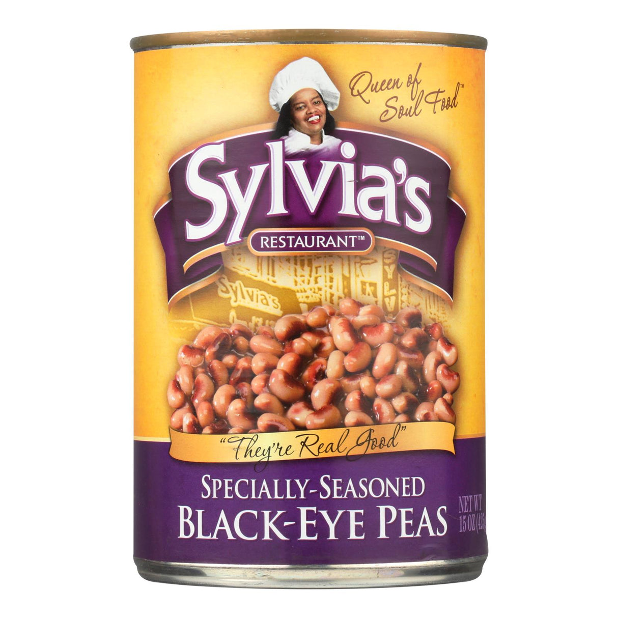 Sylvia's Black-Eyed Peas - Pre-Seasoned, 12 Pack of 15 Ounce Cans - Cozy Farm