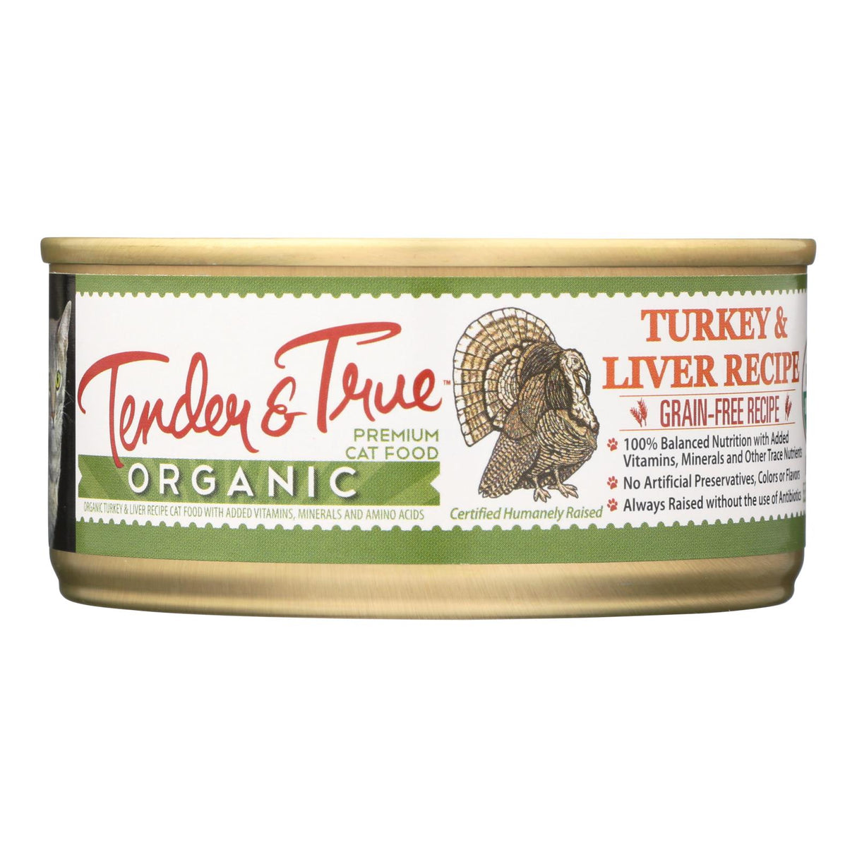 Tender & True Grain-Free Turkey and Liver Cat Food for Sensitive Cats (Pack of 24 - 5.5 Oz.) - Cozy Farm