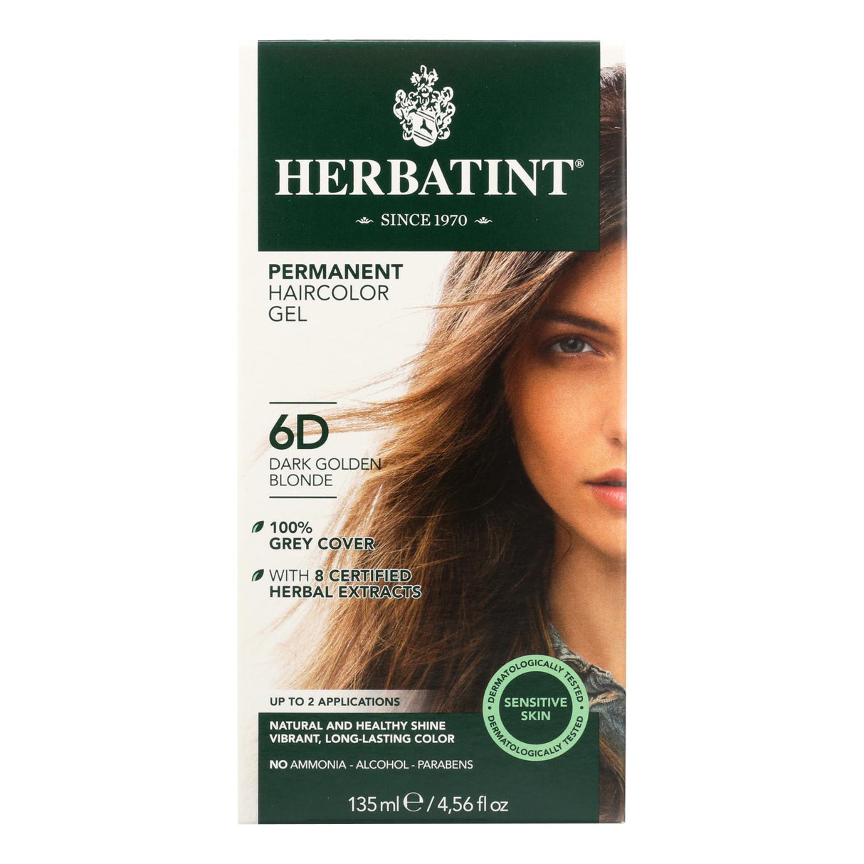 Herbatint 6D Dark Golden Blonde Permanent Herbal Haircolour Gel - 135ml - Cozy Farm