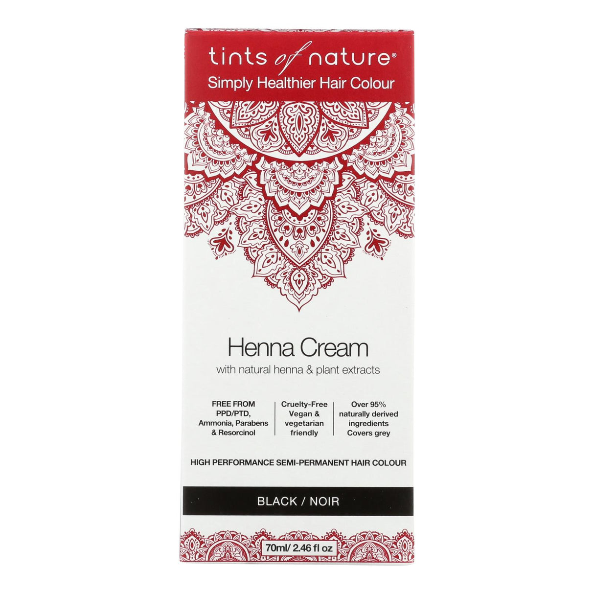 Tints Of Natura Henna Cream - Black, Long Lasting Natural Hair Dye, Ammonia-Free (2.46 Fl Oz) - Cozy Farm