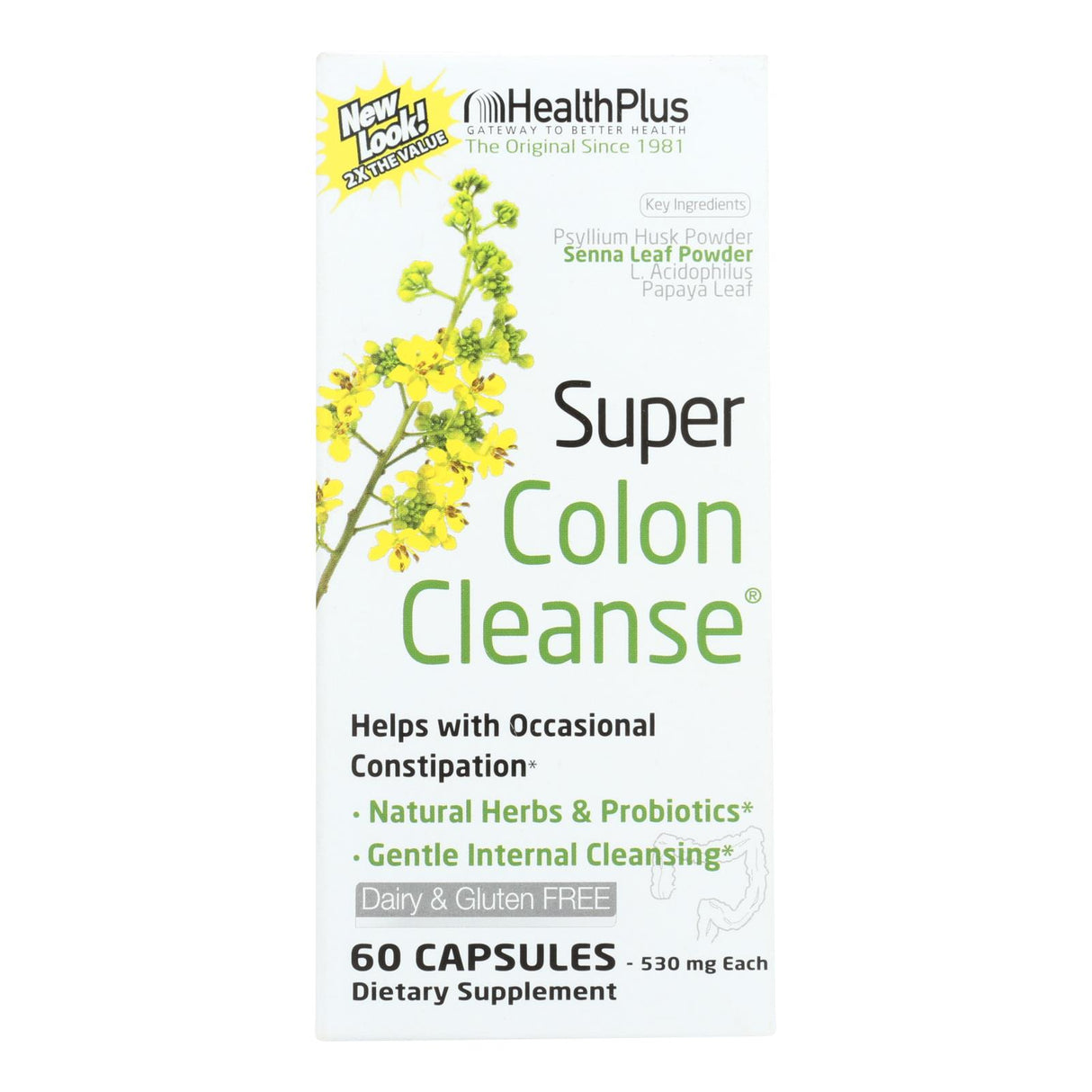 Health Plus Super Colon Cleanse 500 mg (60 Capsules) - Cozy Farm