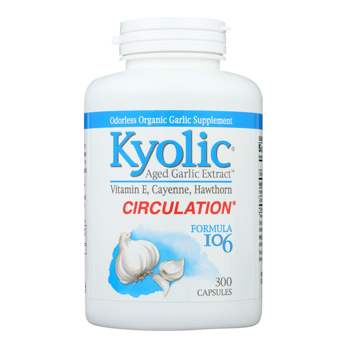 Kyolic Aged Garlic Extract Circulation Formula 106, 300 Capsules - Cozy Farm