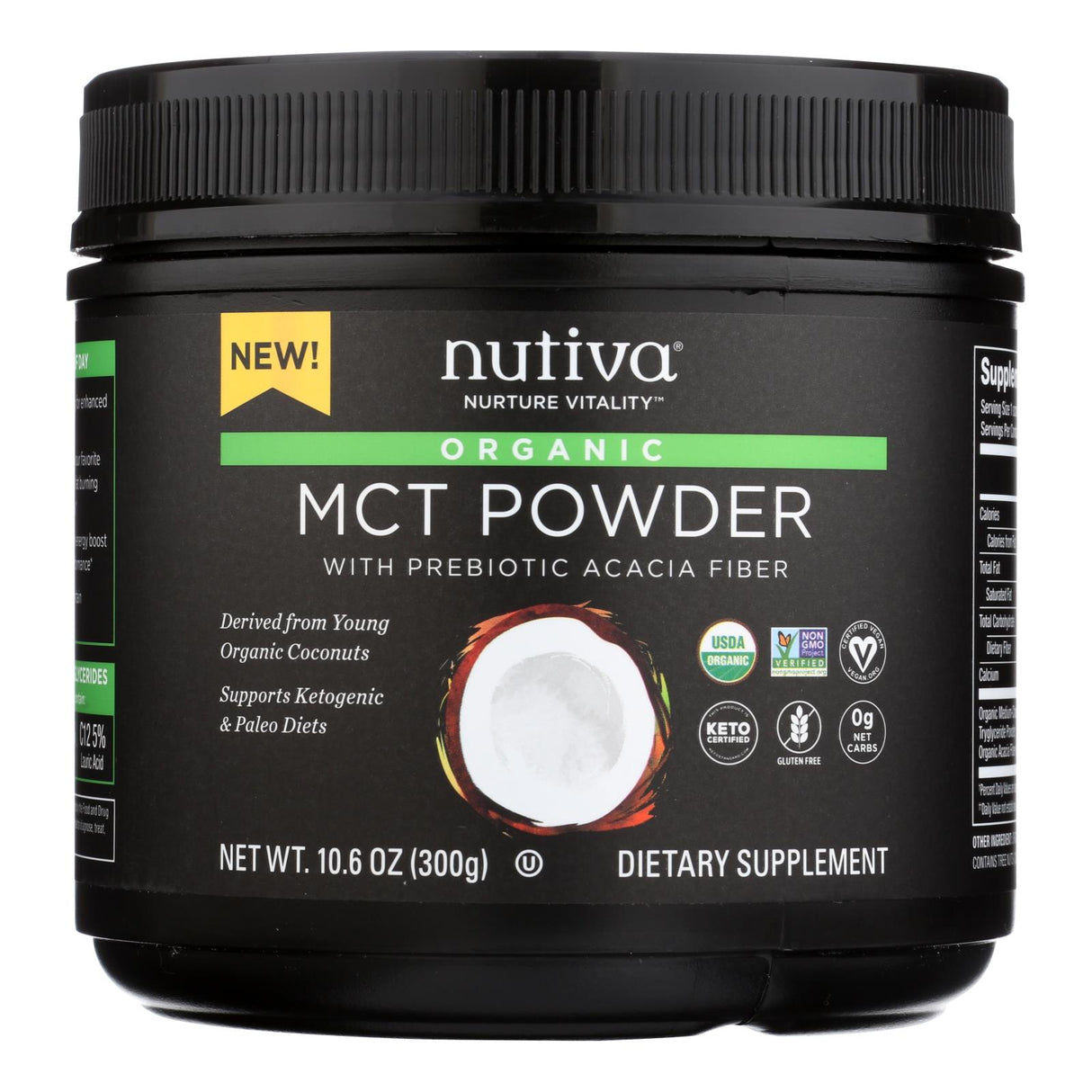 Nutiva MCT Powder: Pure MCTs for Enhanced Energy and Metabolism - 10.6 Oz - Cozy Farm