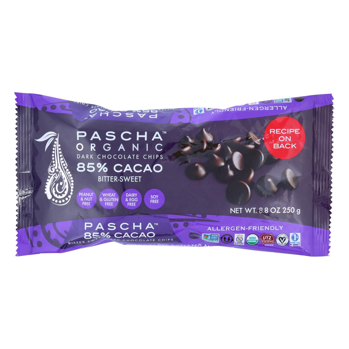 Pascha Organic Premium Dark Chocolate Chips 85% Cocoa (Pack of 6 - 8.8 Oz.) - Cozy Farm